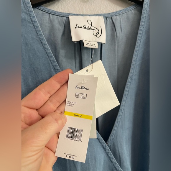 Sam Edelman Ophelia Ruffle Blue Midi Wrap Dress Size Medium NEW WITH TAGS - Picture 9 of 16